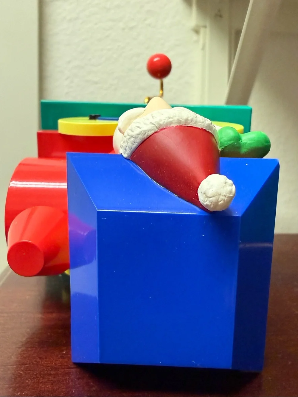 Hallmark Santa Christmas Train Stocking Hanger - Red, Yellow, Green, Blue